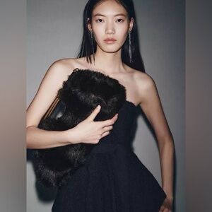 NWT Zara Faux Fur Clutch Bag ART6055/710/700